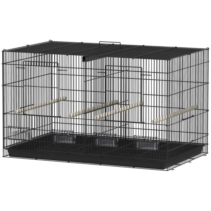 Indoor Steel Aviary Bird Cage with Divider, Black