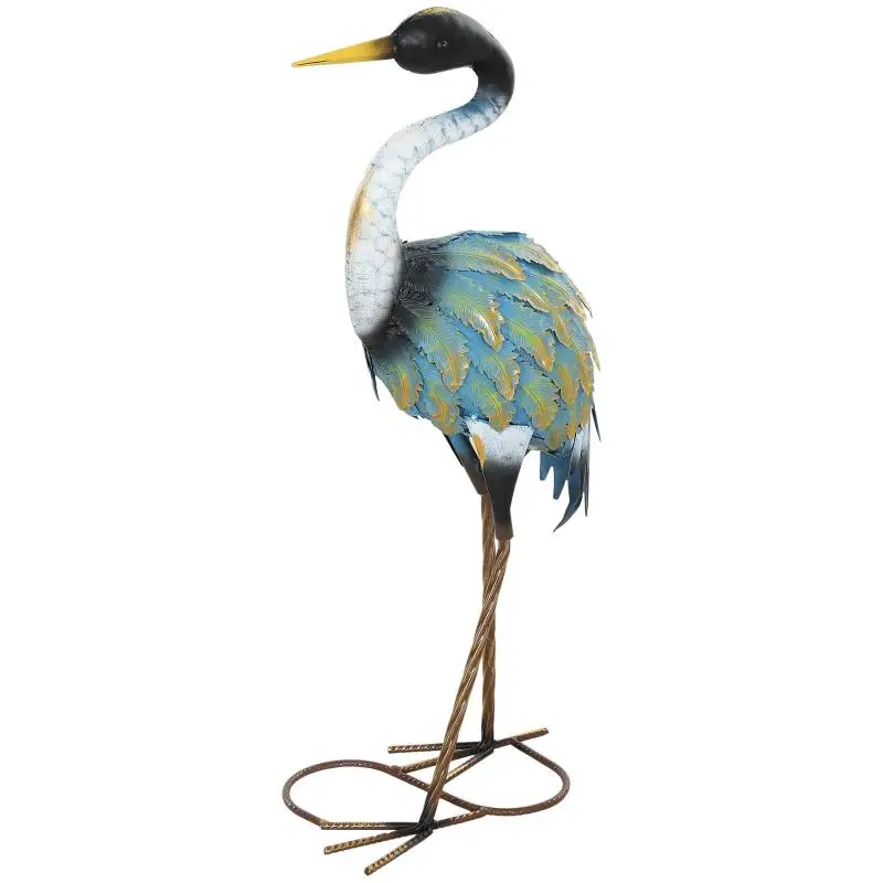 Metal Heron Garden Statue, 63 cm, Multicoloured