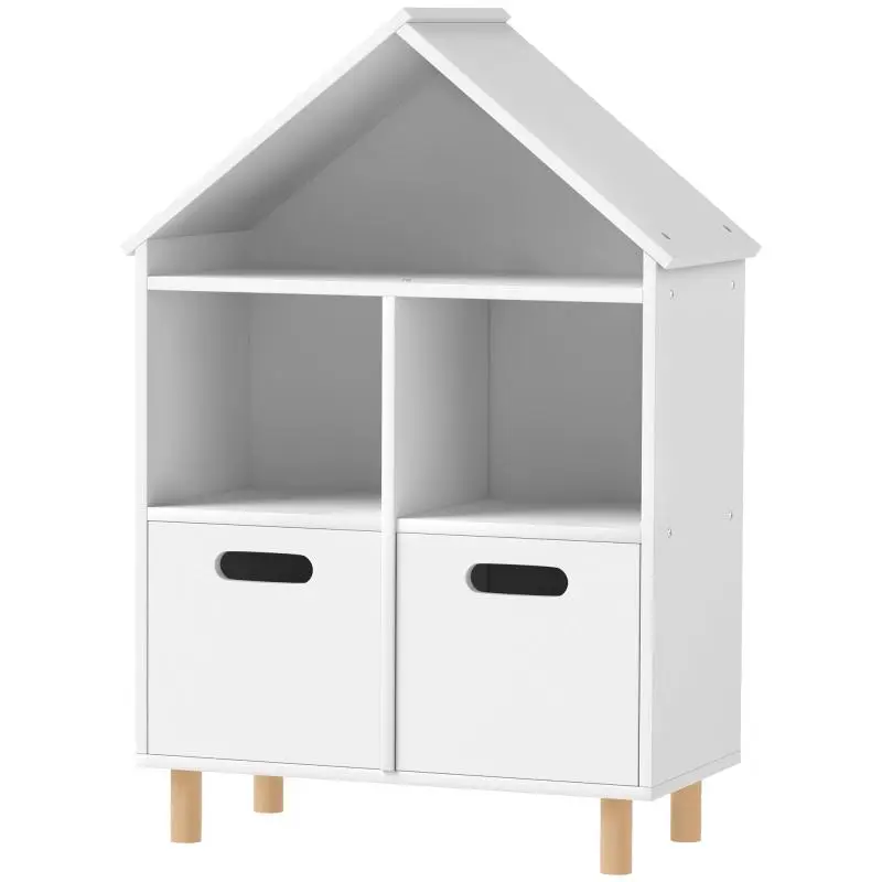 House-Shaped Bookcase with 2 Drawers, 63.7 cm