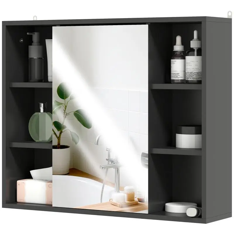 Bathroom Cabinet with Mirror, Black