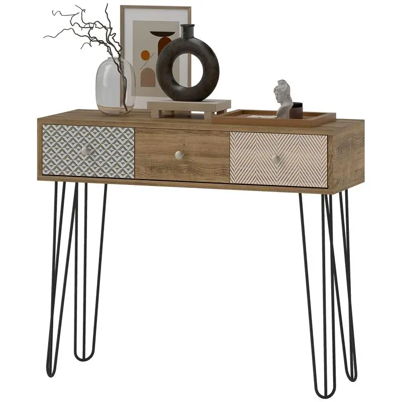 Console Table with 3 Drawers, 90 cm