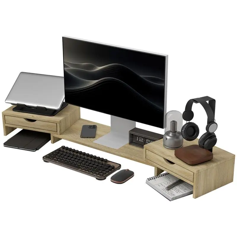 Adjustable Monitor Stand, Oak, 60-116 cm