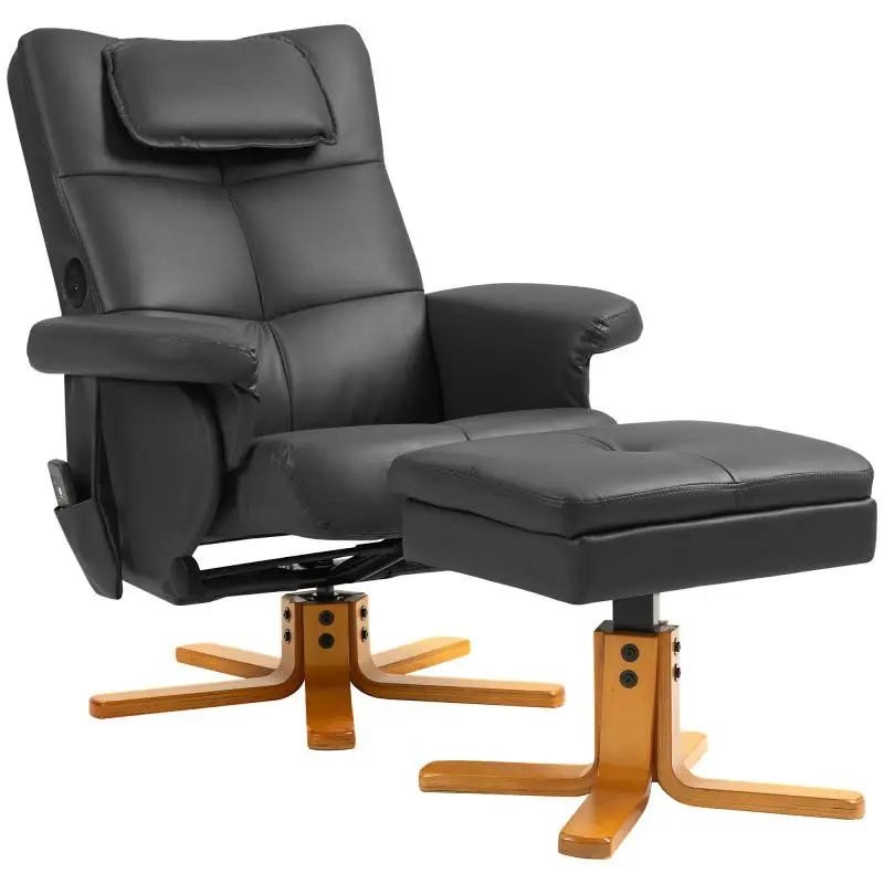 Massage Armchair with Footrest, Black