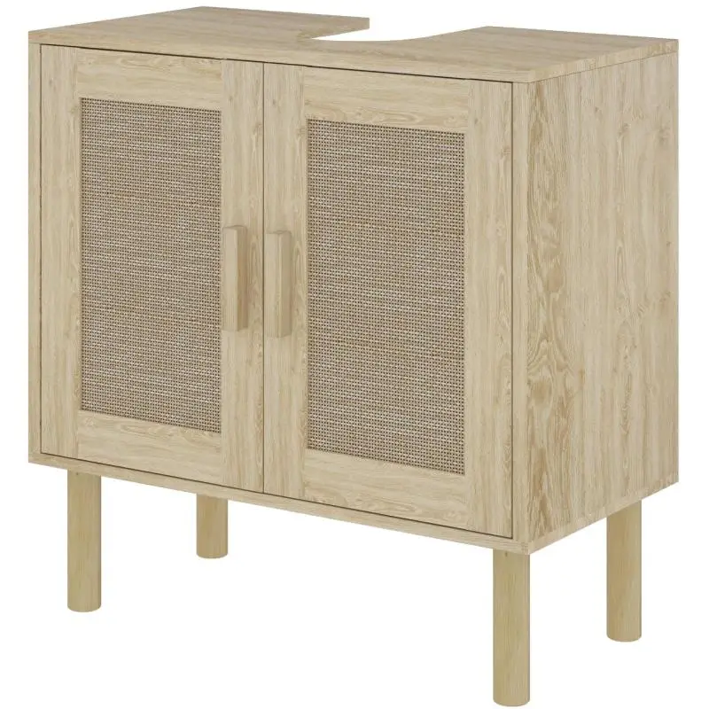 Under-Sink Bathroom Cabinet with Rattan Doors, 60 cm