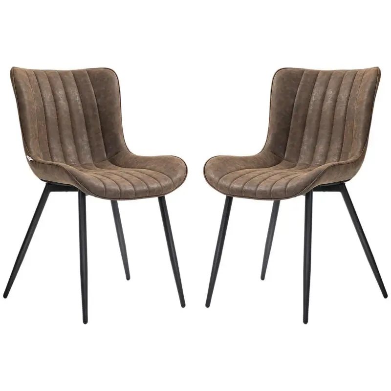 Set of 2 modern design upholstered dining chairs for living room, dining room, bedroom, brown