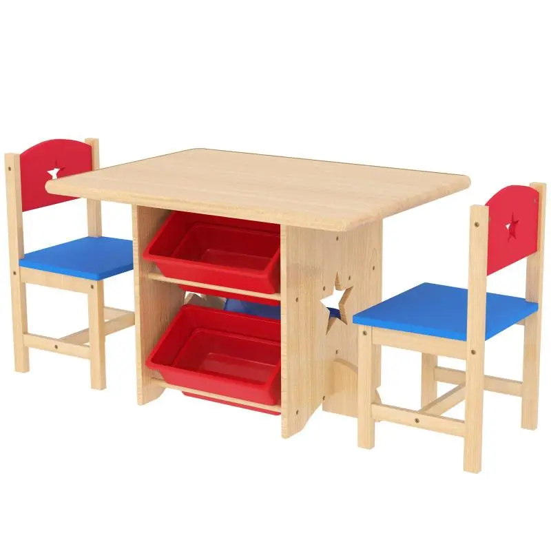 Children’s Table and 2 Chairs with 4 Storage Bins