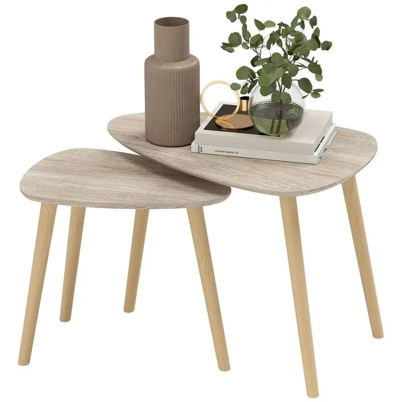 Set of 2 Nesting Coffee Tables, Natural Wood Effect