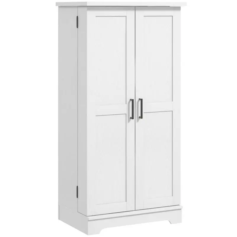 Kitchen sideboard, 5-tier kitchen cabinet with doors and adjustable shelves, 60W x 40D x 120H cm, cream wood grain