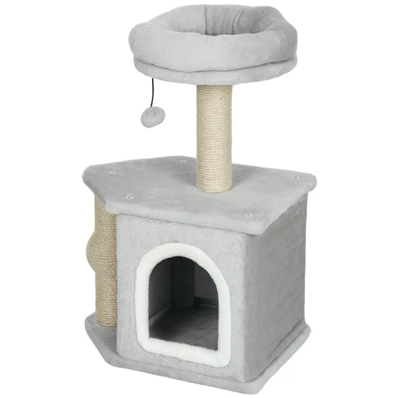 Cat Tree with Scratching Posts, Light Grey