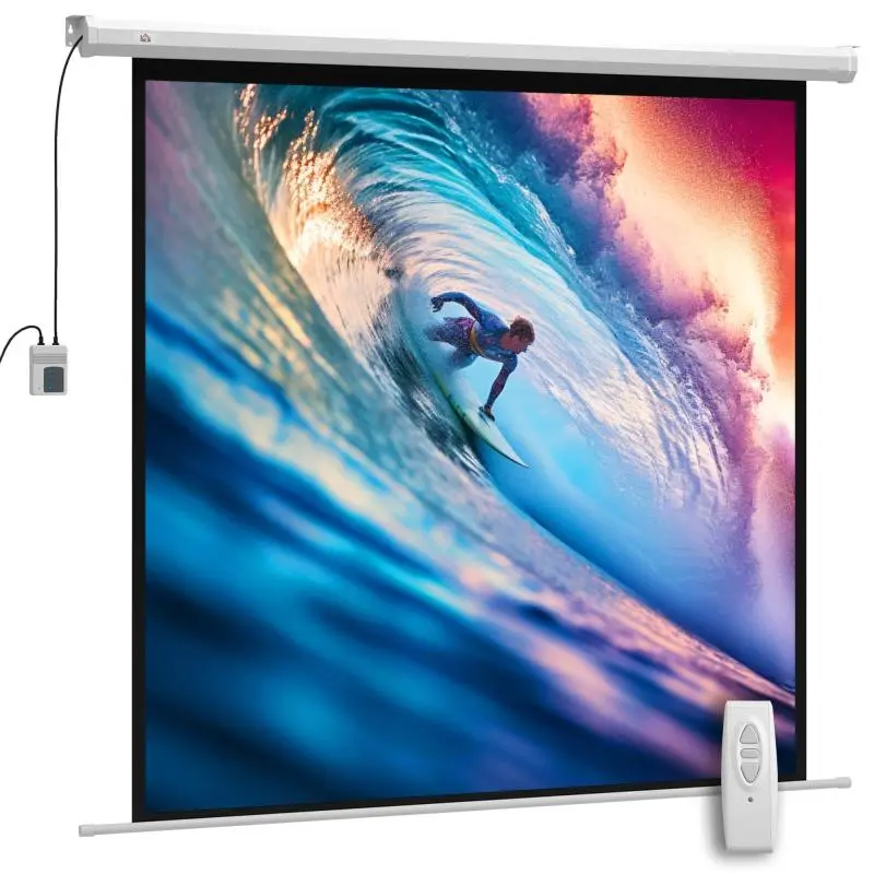 85-inch motorized projection screen, 4K HD electric, wall or ceiling mount, control panel and remote control