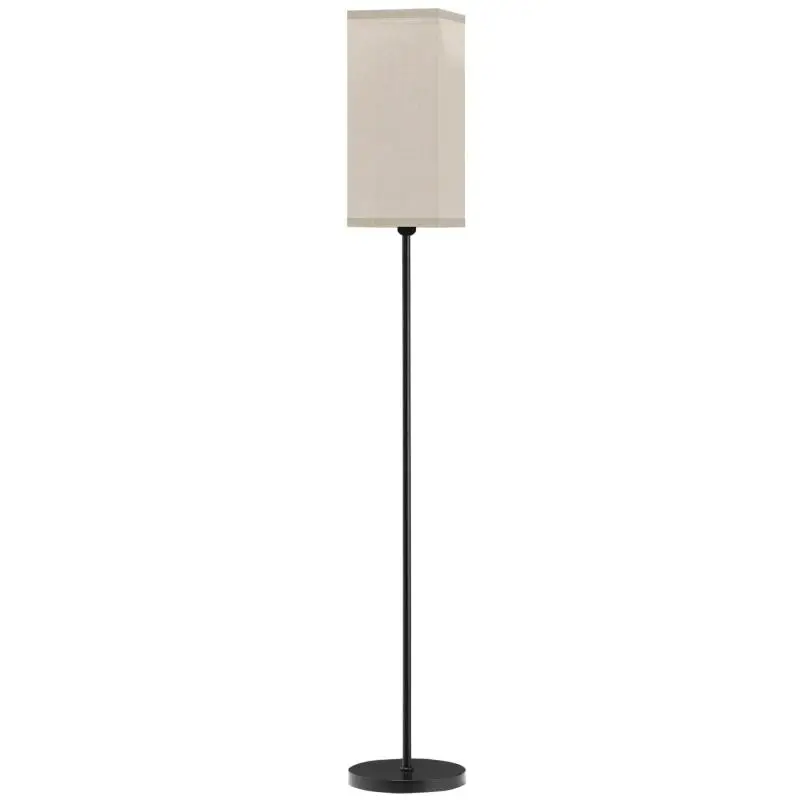 Living room floor lamp with beige linen-effect shade and foot switch – Black – Ø 25 x 161.5 cm
