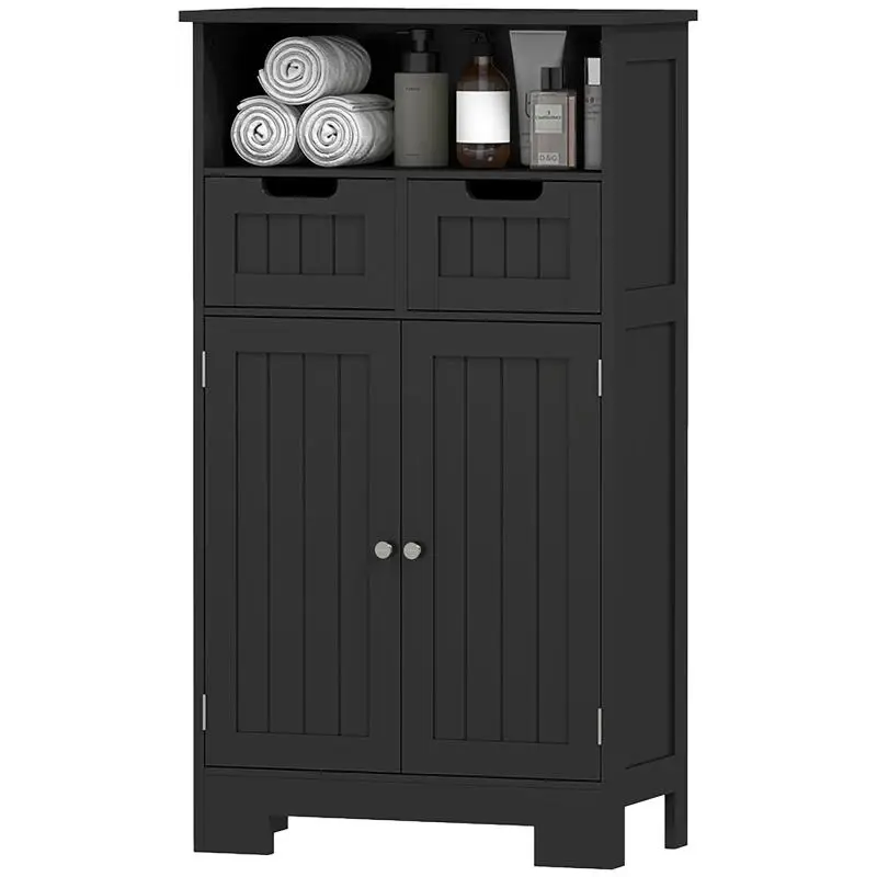 Black Bathroom Base Unit with Drawers and Cupboard