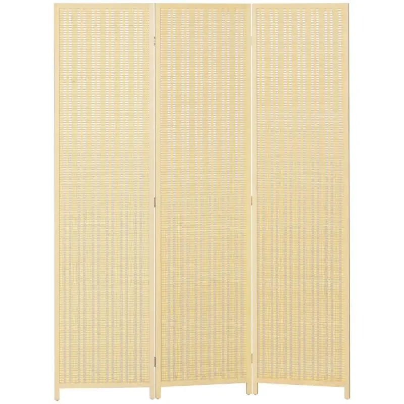3-Panel Folding Room Divider, Natural Wood Finish