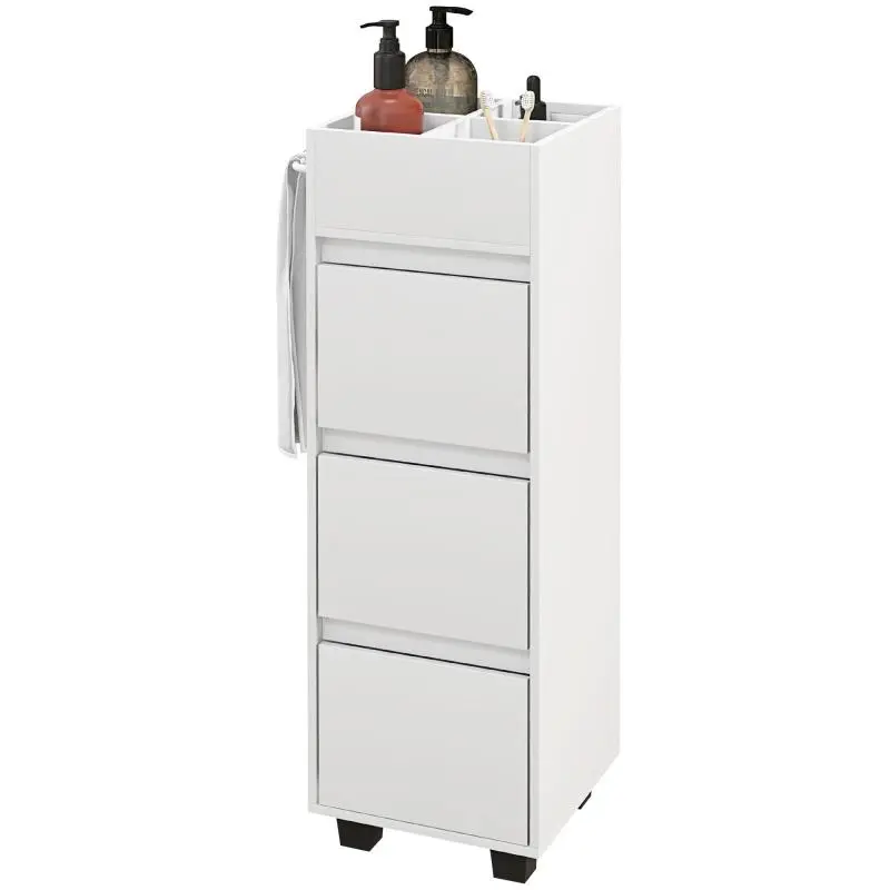 Bathroom Storage Unit with 4 Compartments and 3 Drawers