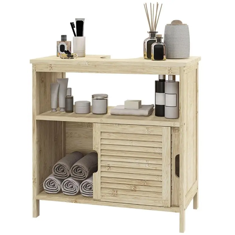 Bamboo Under-Sink Bathroom Cabinet, 60 cm