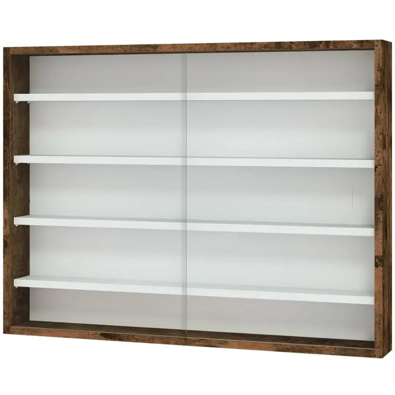 Wall-Mounted Display Cabinet with 2 Sliding Doors