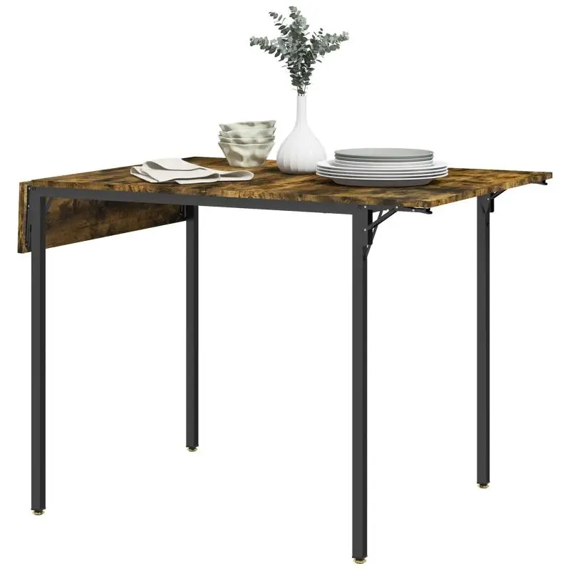 Dining table with 2 drop leaves, industrial style, extendable, drop-leaf table for 2-4 people
