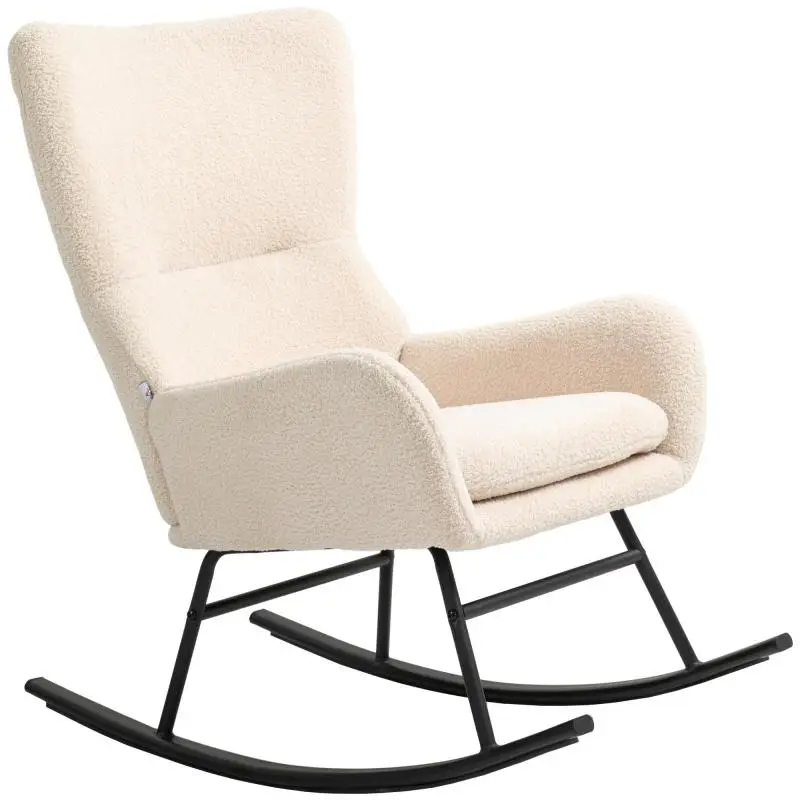 Rocking Chair with Thick Seat, Beige and Black