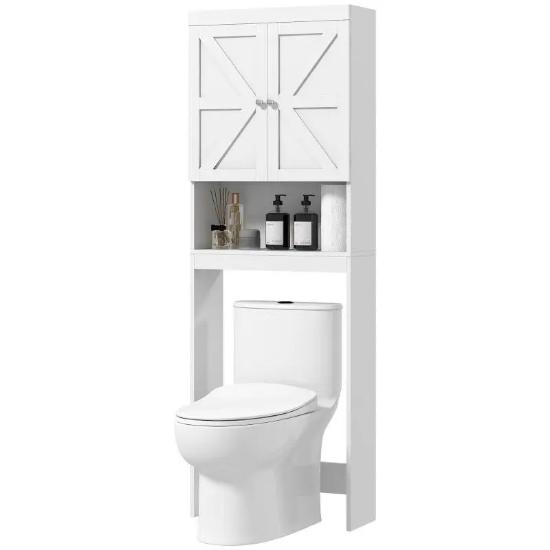 Over-the-Toilet Storage Cabinet with 2-Door Cupboard