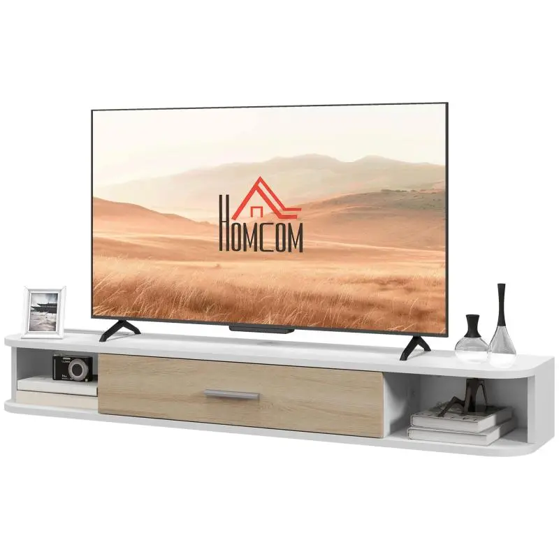 Wall-Mounted TV Unit for TVs Up to 50 Inches, White
