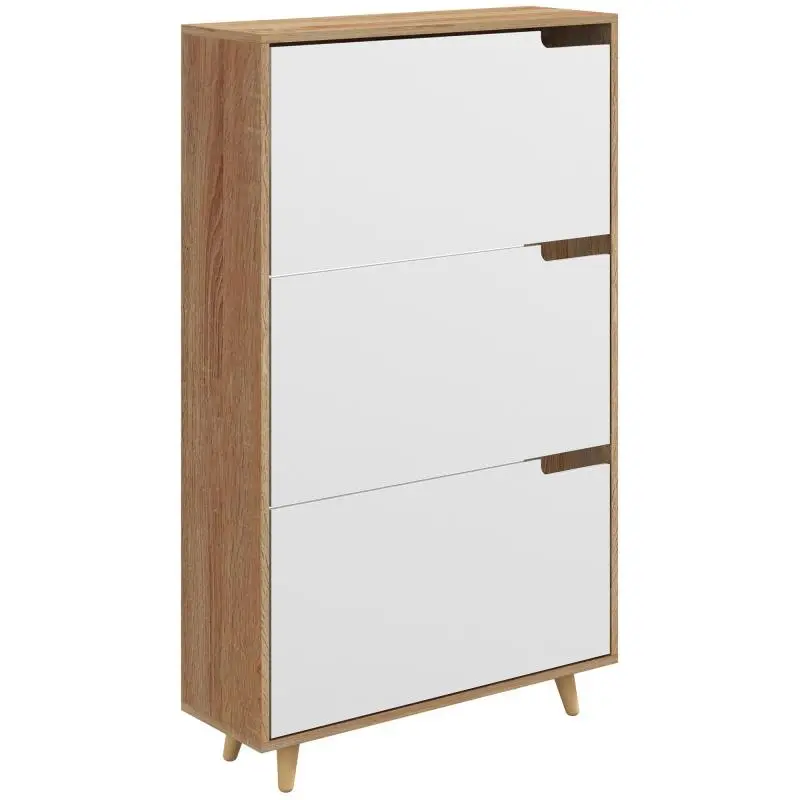 3-Compartment Shoe Cabinet with Adjustable Shelf