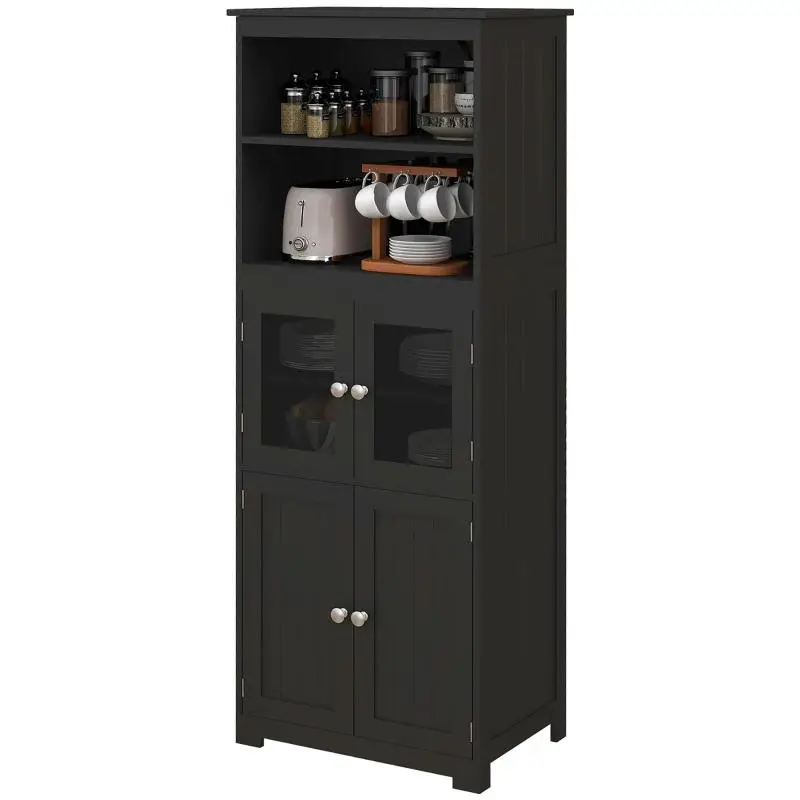 Tall Kitchen Cabinet with Glass Doors, 60 cm