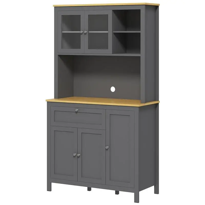 Kitchen Buffet Cabinet with 5 Doors, 180 cm, Grey