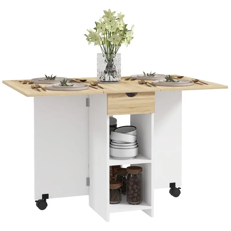 Extendable Folding Dining Table with Storage
