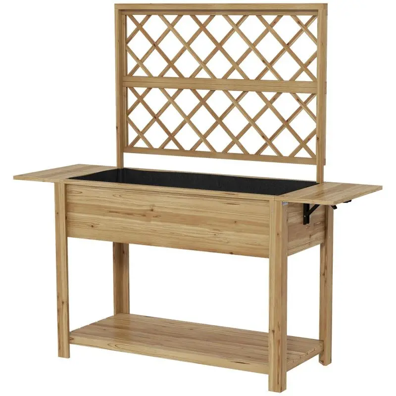 Wooden Planter on Legs with Trellis