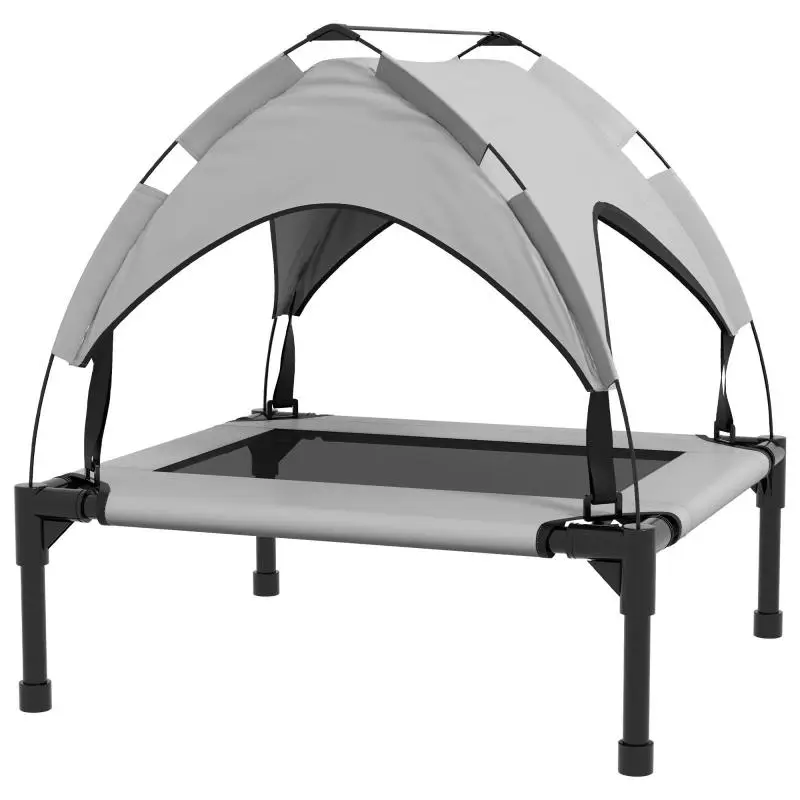 Elevated Dog Bed with Canopy, 76 cm, Grey