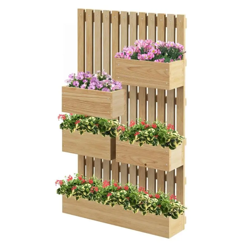 Wall-Mounted Vegetable Planter With 5 Boxes, 60 × 16 × 100 cm