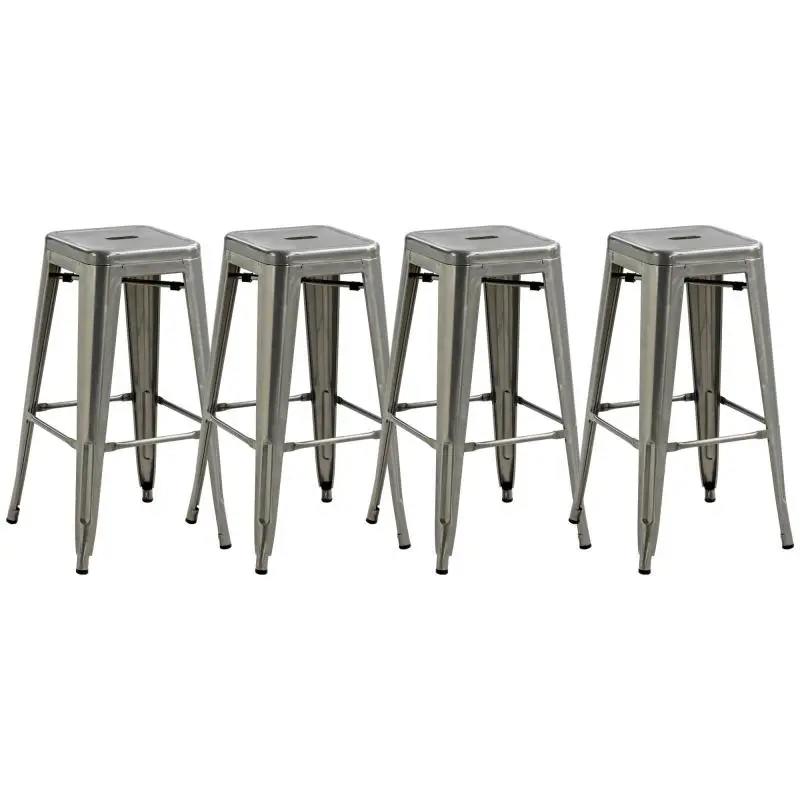 Set of 4 Stackable Bar Stools, 76 cm Seat Height