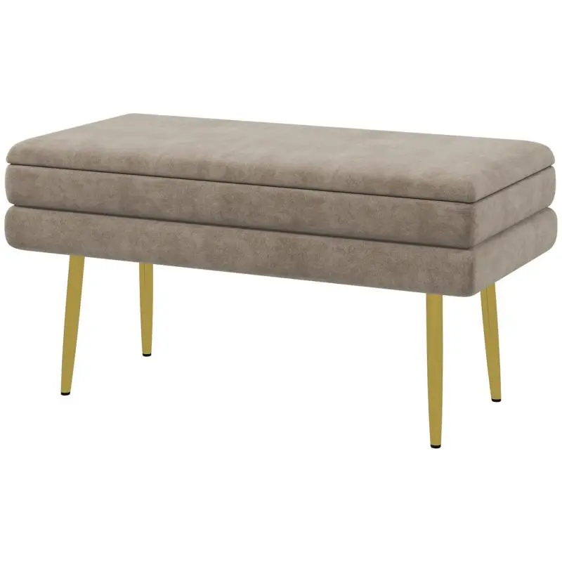 Storage Bench with Velvet-Look Seat, 79.5 cm