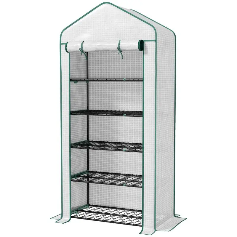 5-Tier Garden Greenhouse with Roll-Up Door