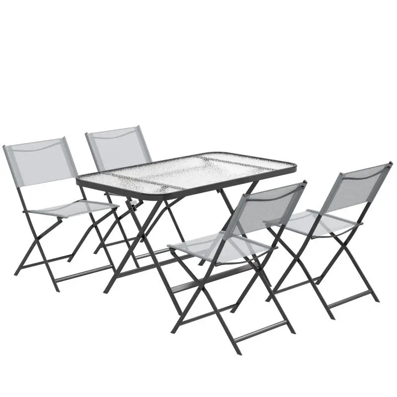 5-Piece Garden Furniture Set with Glass Tabletop