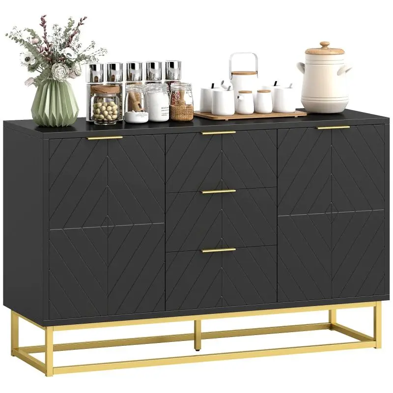 Sideboard with 2 Cabinets and 3 Drawers, 120 x 40 x 76 cm