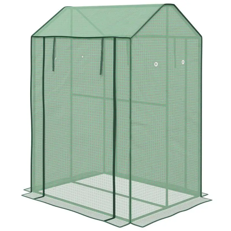 Greenhouse with 2 Sections and 2 Roll-Up Doors, 100 x 80 x 150 cm