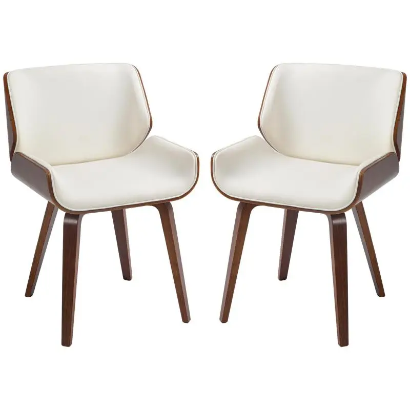 Set of 2 vintage-style dining chairs with synthetic upholstery, 54 x 53 x 81 cm, white and brown