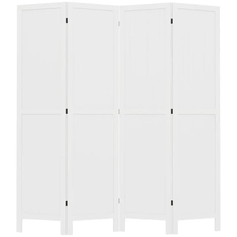 Wooden Room Divider, 4 Panels, 160 x 170 cm, White