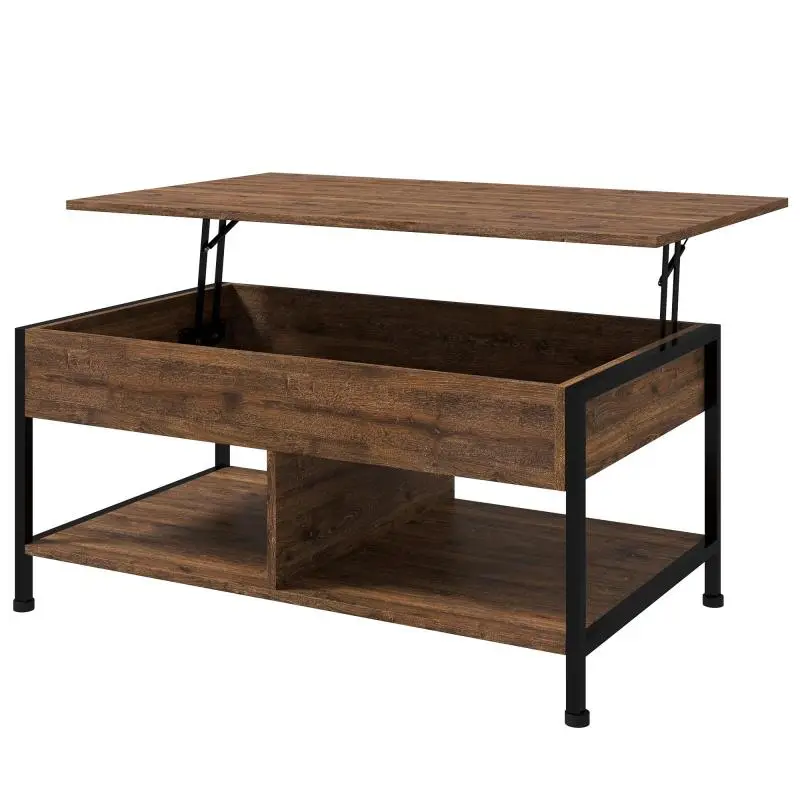 Lift-Top Coffee Table with 2 Lower Shelves