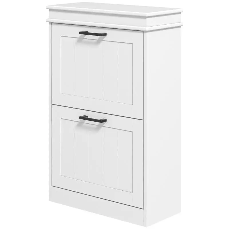 Shoe Cabinet with 2 Tilt-Out Doors, White
