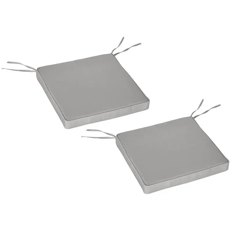 Set of 2 Garden Chair Cushions, 45 cm, Light Grey