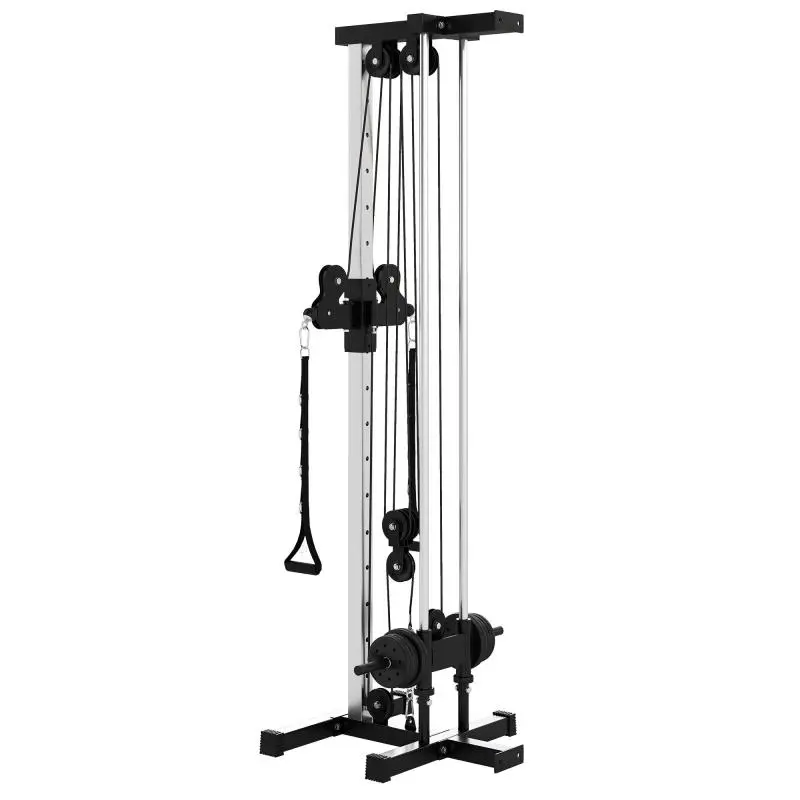 Wall-mounted dual adjustable pulley station (15 positions) for upper body – home fitness/gym