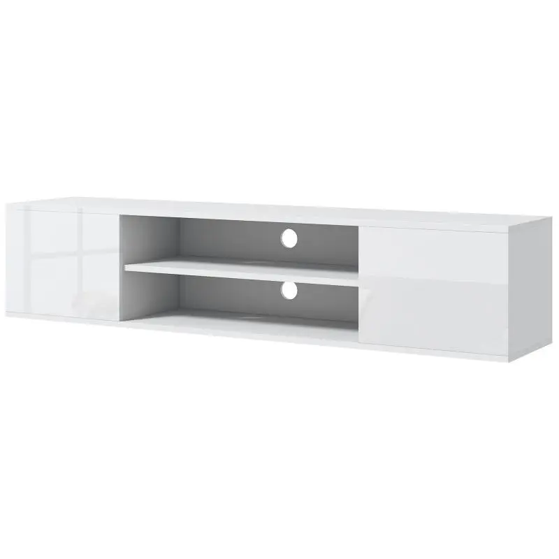 Wall-Mounted TV Unit with 2 Cupboards, 140 cm