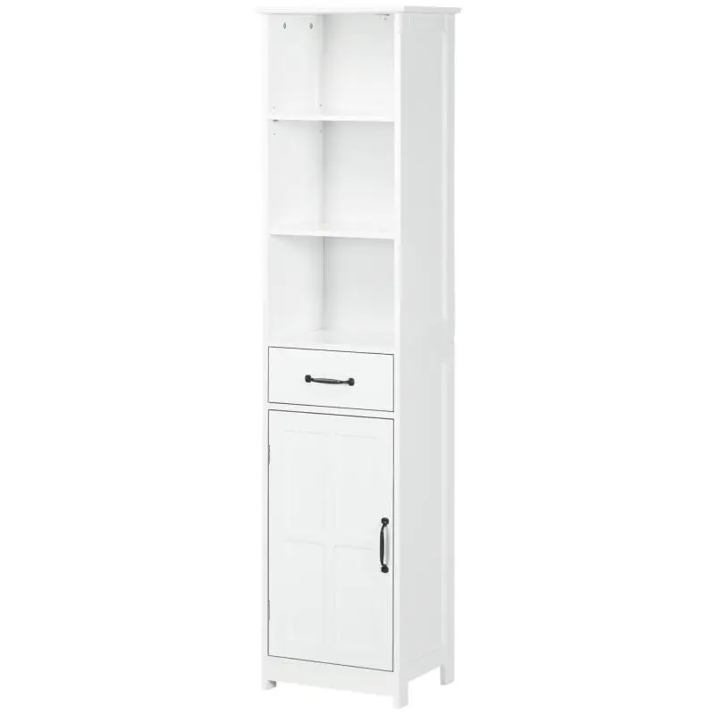 Tall Bathroom Cabinet with 3 Open Compartments