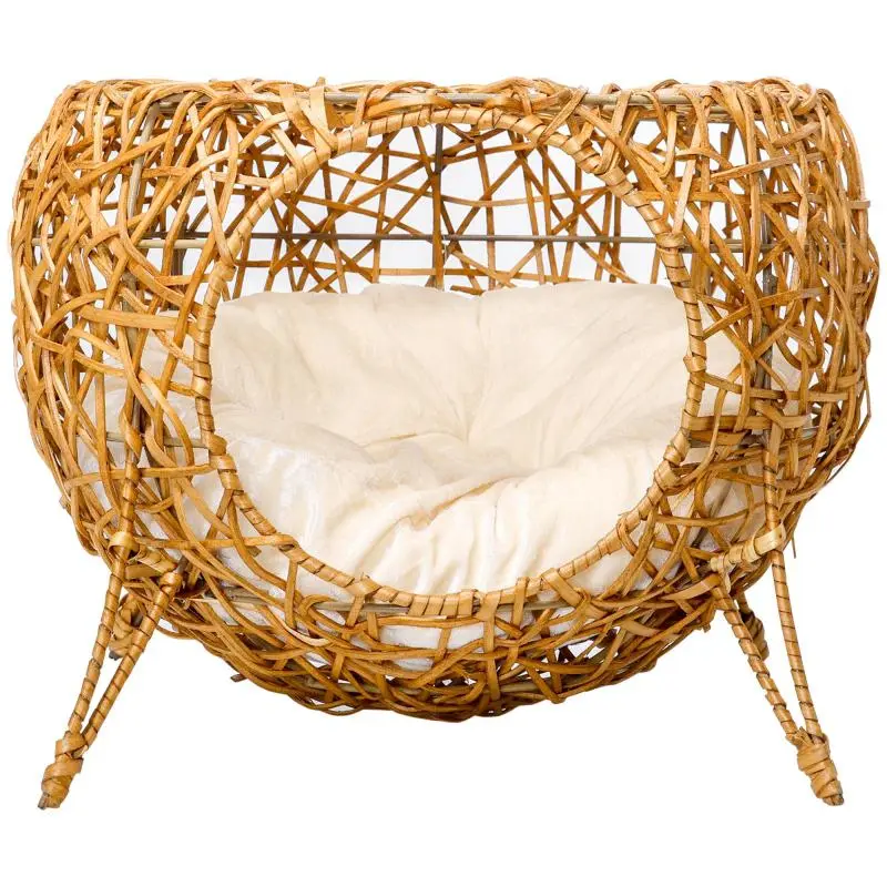 Rattan Cat Bed with Cushion, 40 cm