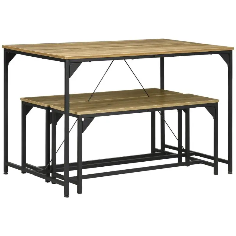 Dining Table and 2 Benches Set