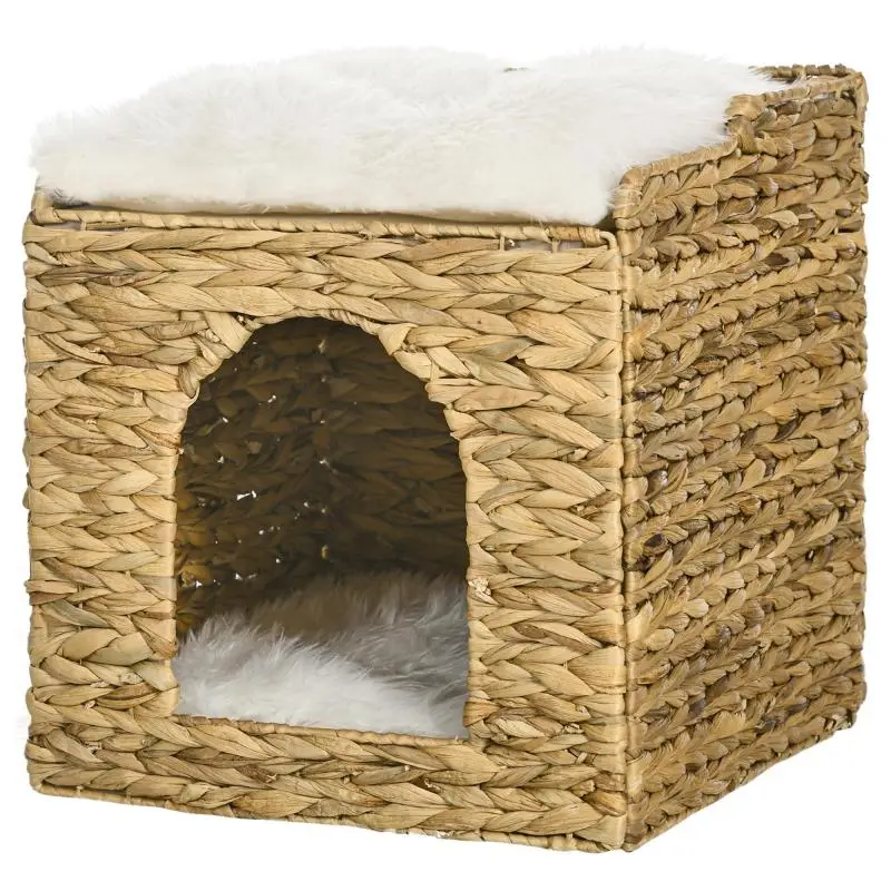 2-Level Cat House with Water Hyacinth Cushions