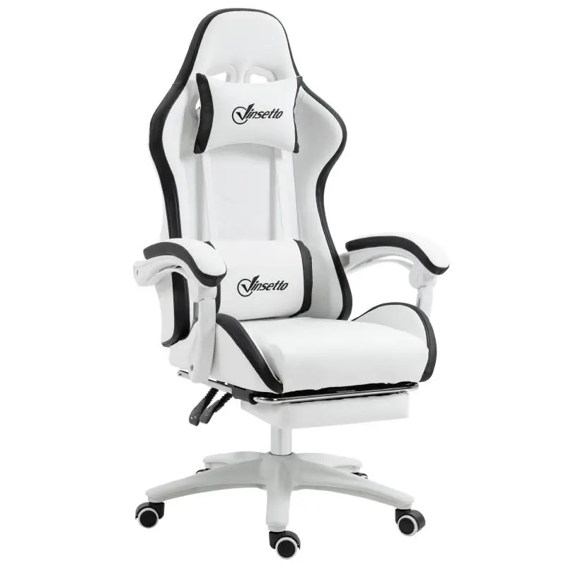 Gaming Chair with Reclining Backrest and Footrest