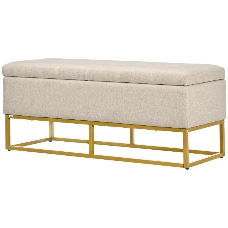Storage Bench with Tufted Seat, 110 cm